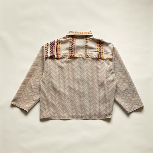 Hayward Zip Up Shacket in Beige Weave