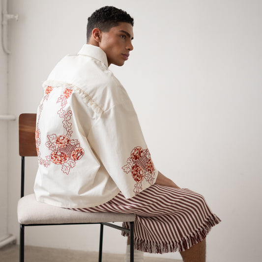 Trellick Shirt in Burgundy Floral