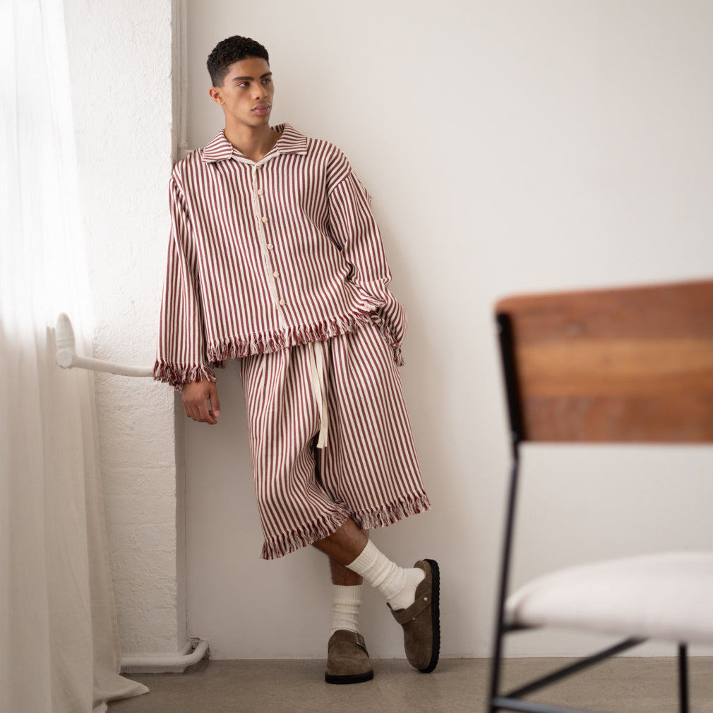 Brunswick Shirt in Burgundy Stripe