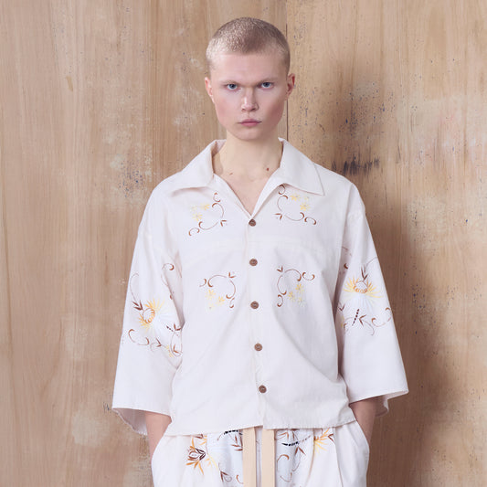 Trellick Shirt in Embroidered Floral Cotton