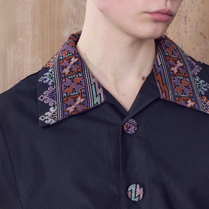 Clifton Shacket in Black Embroidery