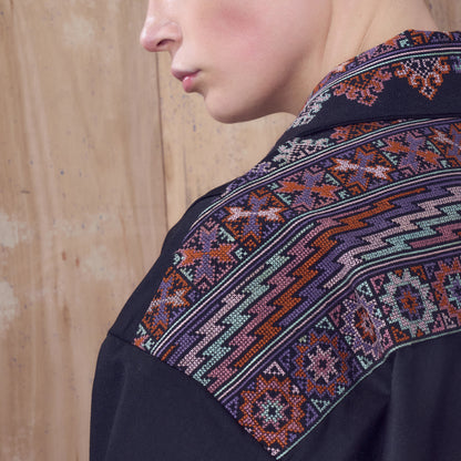 Clifton Shacket in Black Embroidery