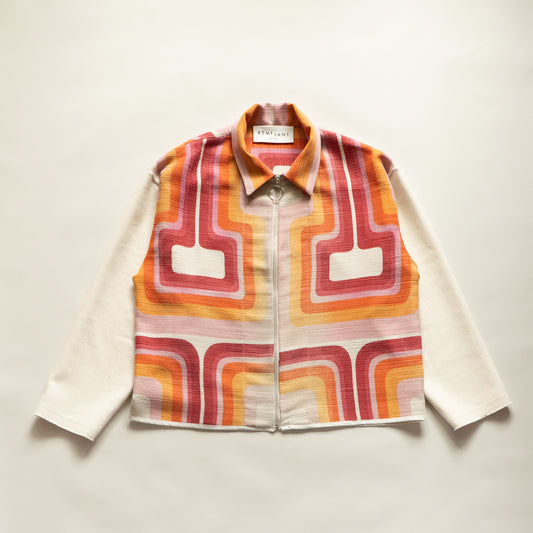 Hayward Zip Up Shacket in Mid Century Geo