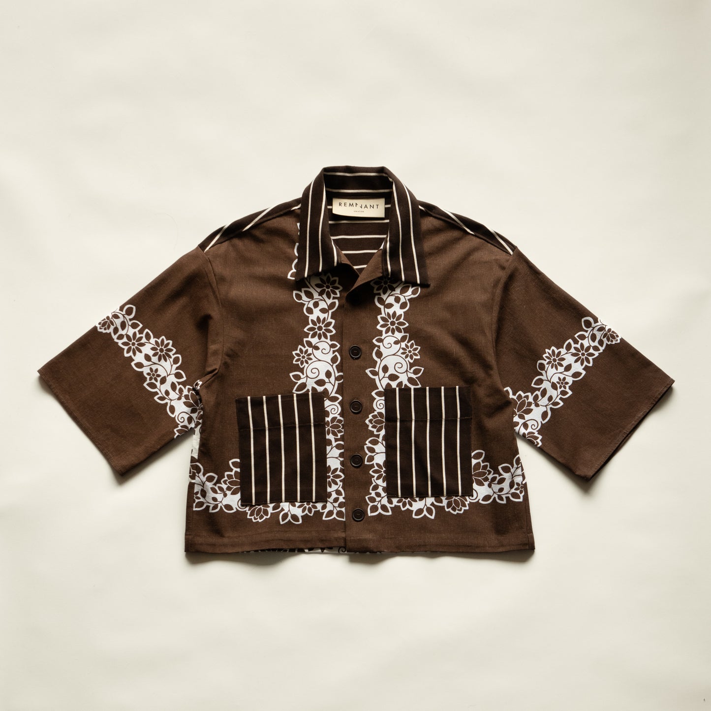 Trellick Pocket Shirt in Brown Stripe