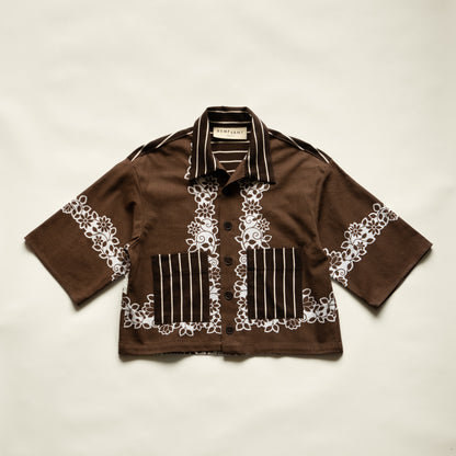 Trellick Pocket Shirt in Brown Stripe