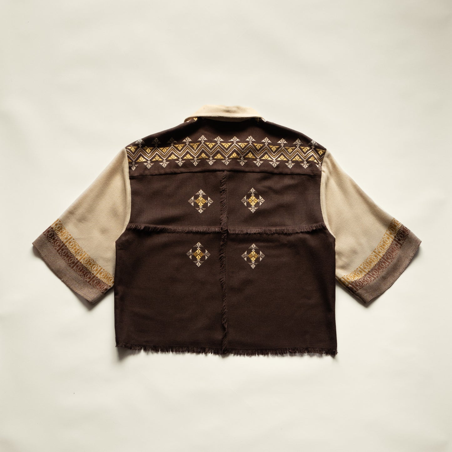 Trellick Shirt in Brown Geo Embroidery