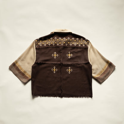 Trellick Shirt in Brown Geo Embroidery