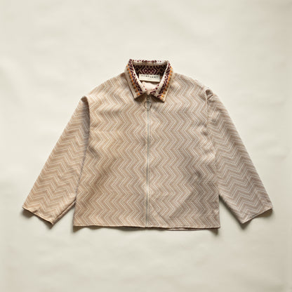 Hayward Zip Up Shacket in Beige Weave