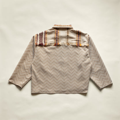 Hayward Zip Up Shacket in Beige Weave