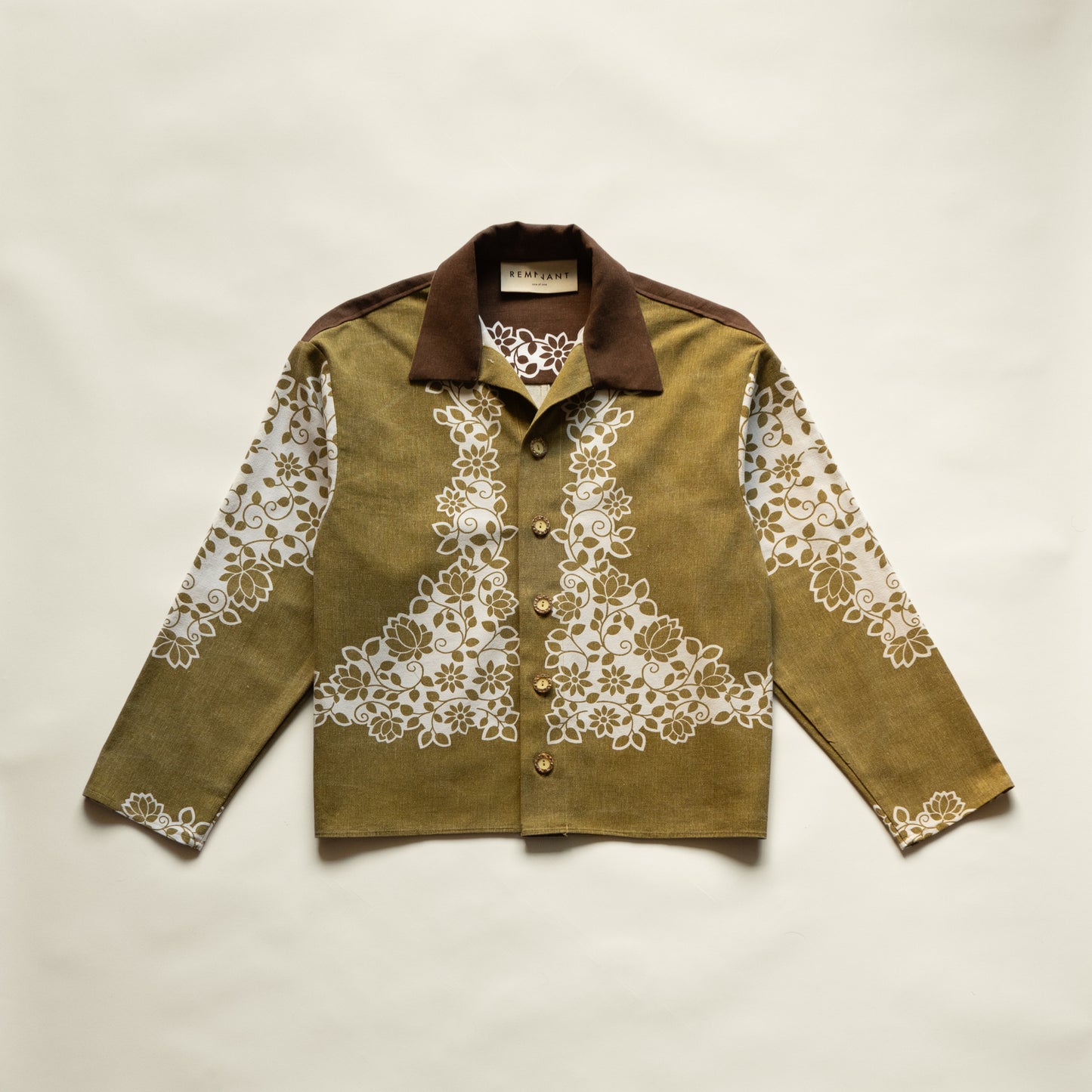 Brunswick Shirt in Olive and Brown Floral