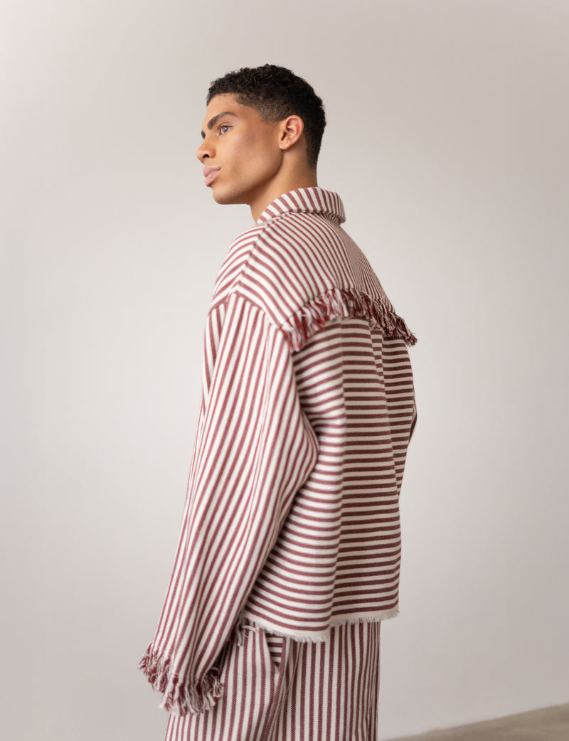 Brunswick Shirt in Burgundy Stripe