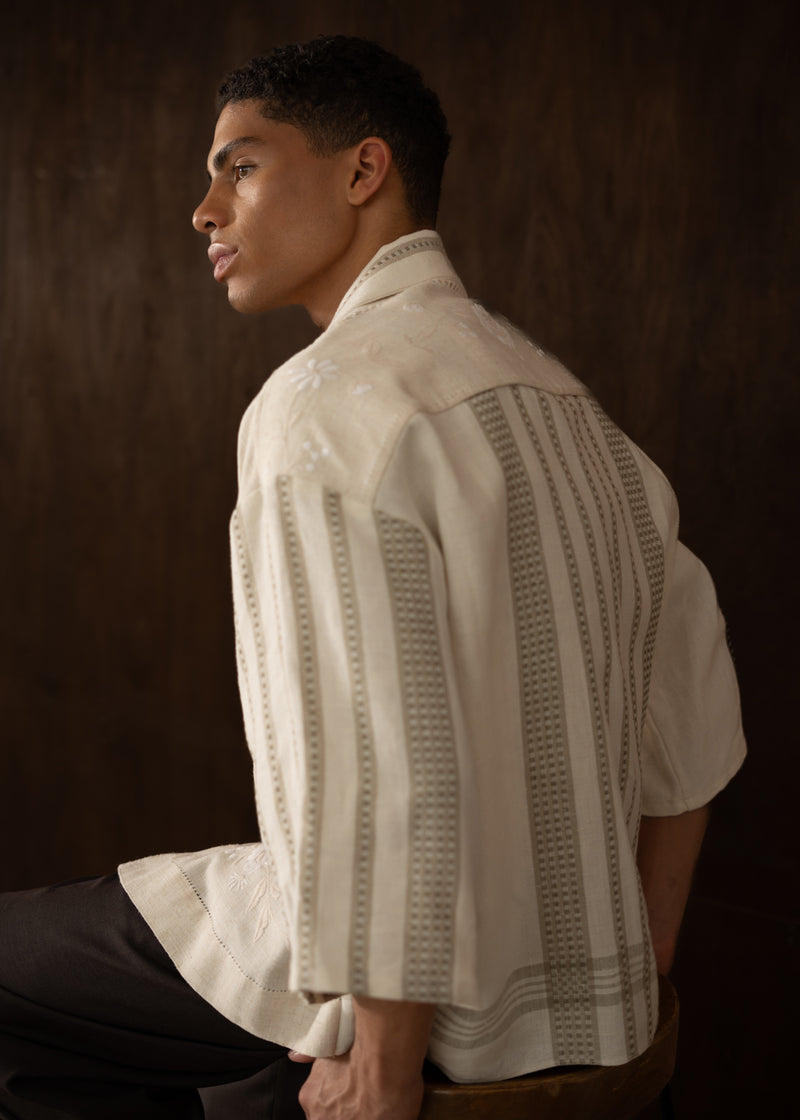 Trellick Shirt in Embroidered Linen