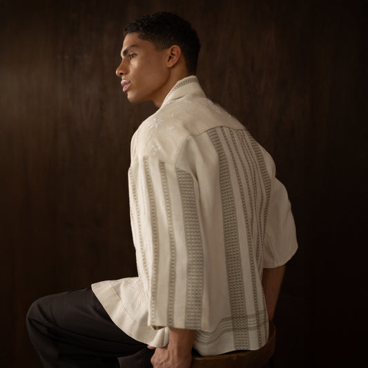 Trellick Shirt in Embroidered Linen
