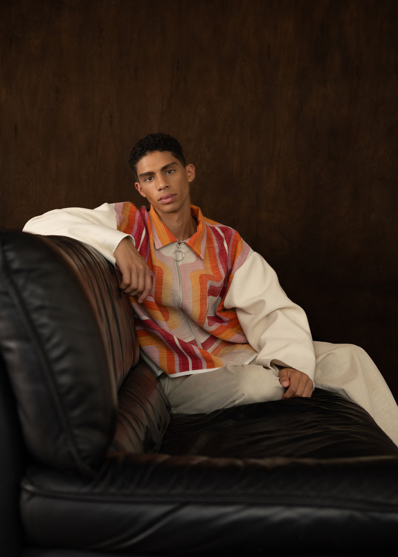 Hayward Zip Up Shacket in Mid Century Geo
