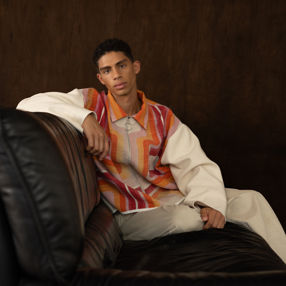 Hayward Zip Up Shacket in Mid Century Geo