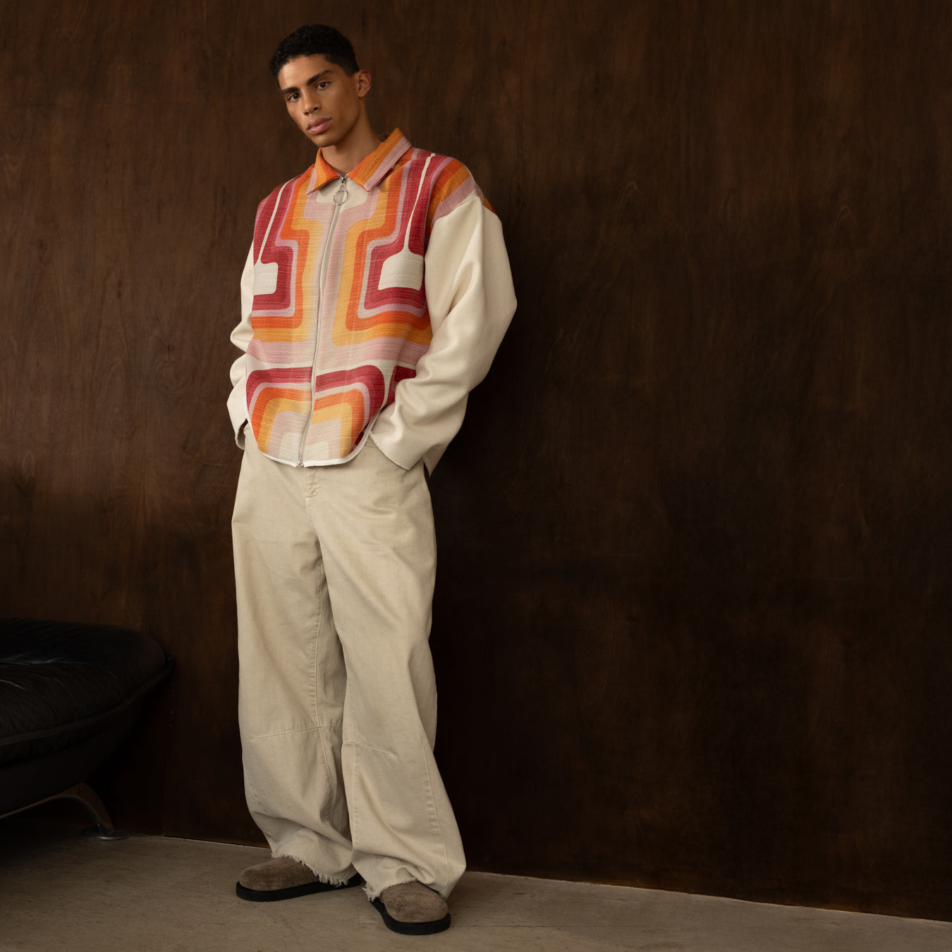 Hayward Zip Up Shacket in Mid Century Geo