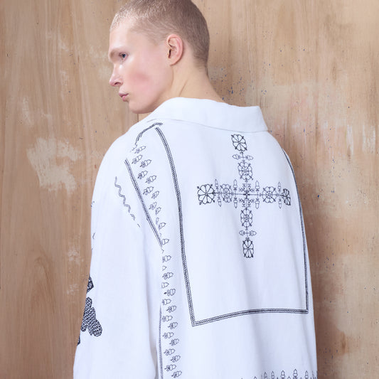 Balfron Polo in Monochrome Embroidery