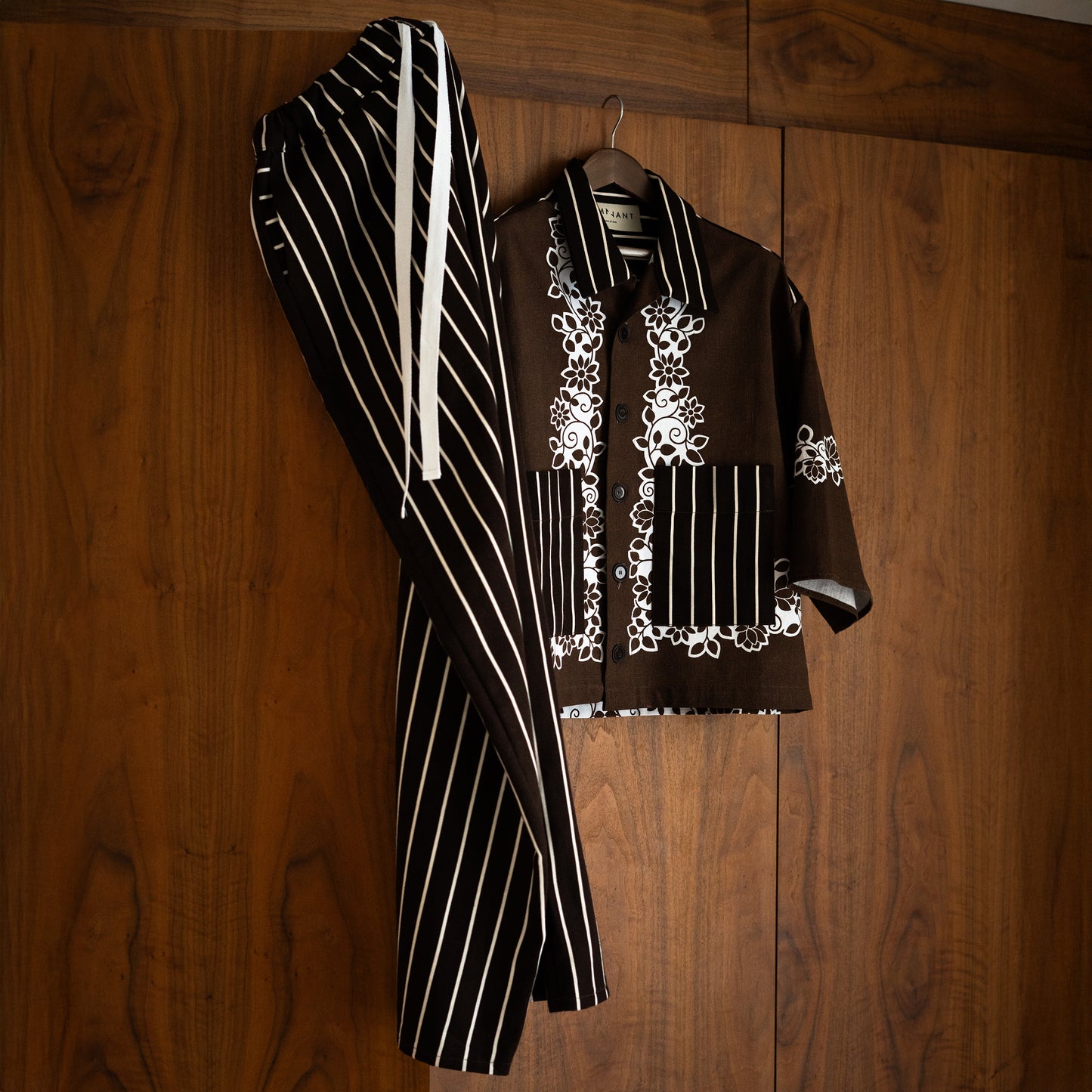 Trellick Pocket Shirt in Brown Stripe