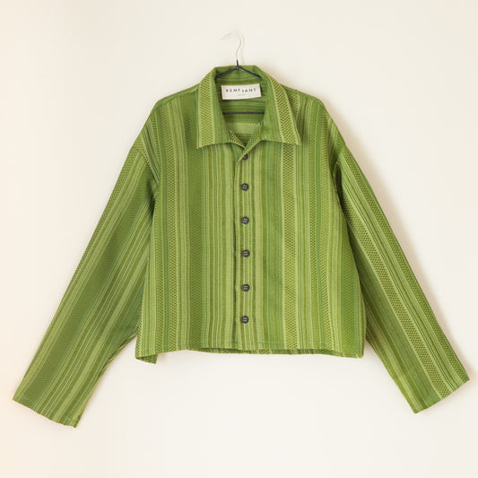 Brunswick Shirt in Jade Green Stripe