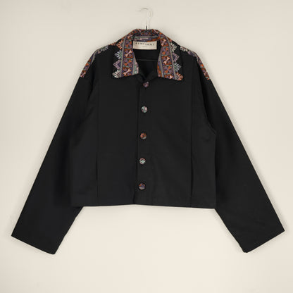 Clifton Shacket in Black Embroidery