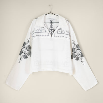 Balfron Polo in Monochrome Embroidery