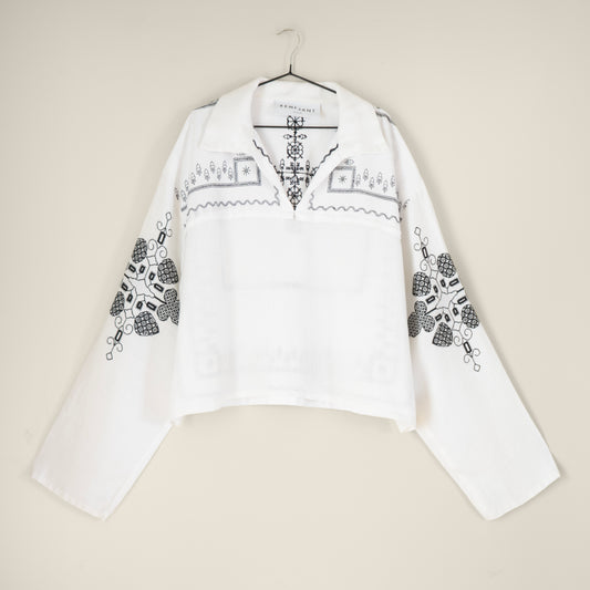 Balfron Polo in Monochrome Embroidery