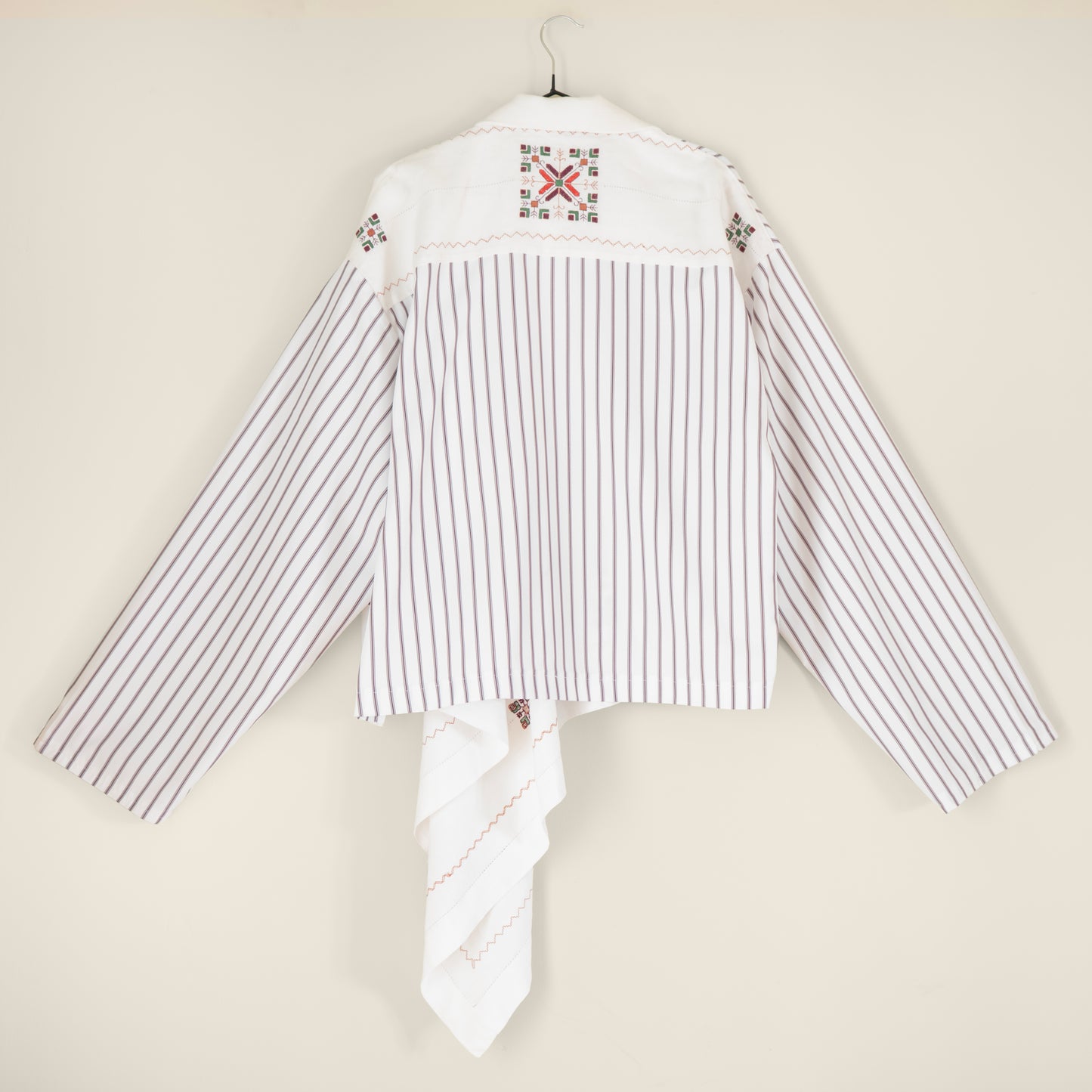 Erno Drape Shirt in Burgundy Stripe