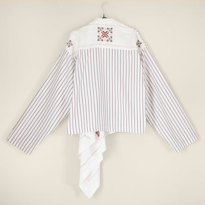 Erno Drape Shirt in Burgundy Stripe