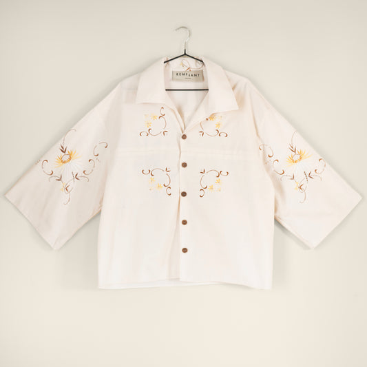 Trellick Shirt in Embroidered Floral Cotton