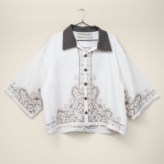 Trellick Shirt in Swedish Cross Stitch