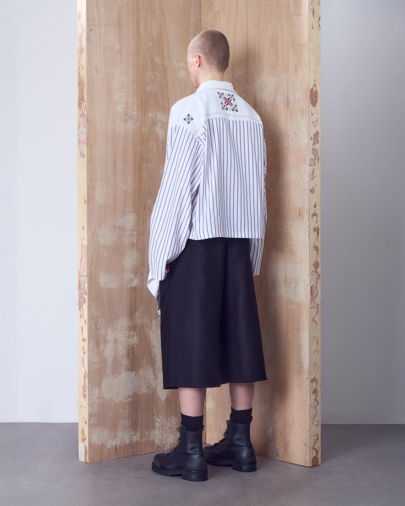 Erno Drape Shirt in Burgundy Stripe