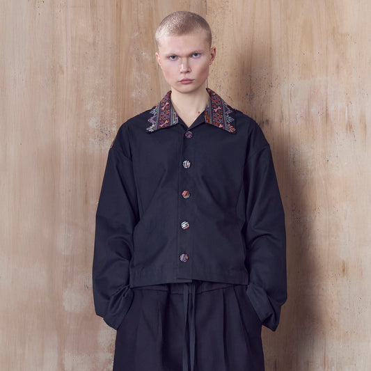 Clifton Shacket in Black Embroidery