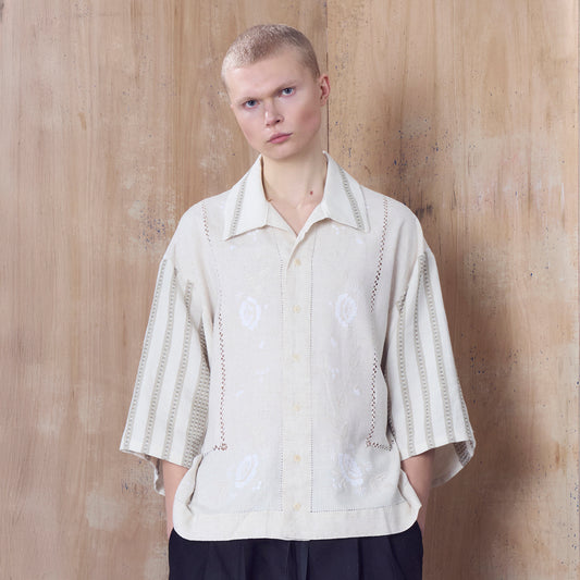 Trellick Shirt in Embroidered Linen